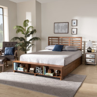 Baxton Studio Milana-Ash Walnut-King Milana Modern Transitional Ash Walnut Brown Finished Wood 4-Drawer King Size Platform Storage Bed